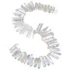 rockcloud Natural Rock Crystal Points Titanium Coated Clear Quartz Sticks Spikes Top Drilled 15 inch Strand,AB Crystal - color: #10-AB Crystal(Polished)