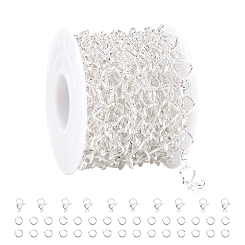 5 Yard Silver Plated Stainless Steel Chain for Jewelry Making Hollow Heart Necklace Bracelet Chains Bulk for Women - color: Heart Silver