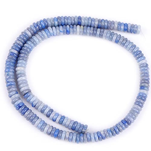GEM-Inside 2x6mm Natural Blue Aventurine Jade Semi-Gemstone Heishi Disc Rondelle Spacer Beads for Jewelry Making Full 15" Strand Energy Stone Healing Power Crystal - color: Blue Aventurine Jade