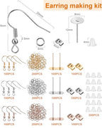 Tondiamo 2400 Pcs Earring Making Kit, Include Bright Gold, Silver and Gold Ear Hooks, 300 Earrings Cards Anti Sensitive Earring Making Tool with Jump Rings and OPP Bags for Repair(Black Card) - color: Black Card