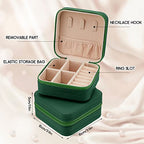 Taiyin Travel Jewelry Case, Bridesmaid Gifts Mini Jewelry Organizer, PU Leather Portable Earring Box for Women Girls - color: Green