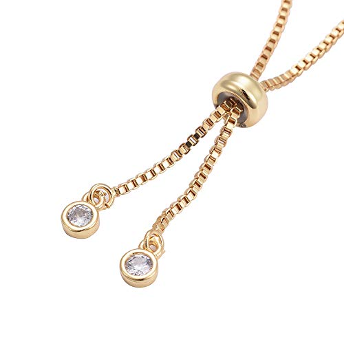 DanLingJewelry 10Pcs 18K Gold Plated Adjustable Slider Bracelet Slider Extender Chains with Cubic Zirconia for Jewelry Making - color: StyleⅢ-10 pcs-Golden
