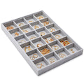 Juvale Velvet Jewelry Organizer Tray - Earring Tray Insert with 24 Compartments - Stackable Jewelry Drawer Organizer - Includes Bracelet Holder Slots - Gray, 14 x 10 in - size: 24 Grids