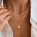 Layered Necklaces for Women, Dainty 14K Gold Plated Circle Peadant Chain Necklace Set Simple Paperclip Stacked Necklaces for Women Trendy Gold Jewelry - color: set3