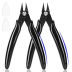 5 Inch Flush Cutters, 2 Pack Micro Wire Cutters, Sharp Zip Tie Cutter, Precision Wire Cutters for Crafting, Jewelry Making, Plastic Models, 3D Print, Electronics, Floral - color: Black ( 2 Pack )