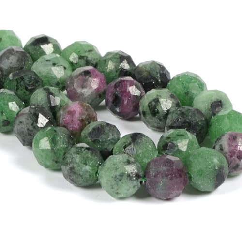 6mm Green Ruby Zoisite Faceted Gemstone Round Loose Beads Strand 15.5-16" DIY Jewelry Making - color: Green Ruby Zoisite