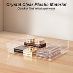 SMARTAKE 7-Piece Drawer Organizer with Non-Slip Silicone Pads, 4-Size Desk Drawer Organizer Trays Storage Tray for Makeup, Jewelries, Utensils in Bedroom Dresser, Office and Kitchen (Clear) - style: 7 PCS