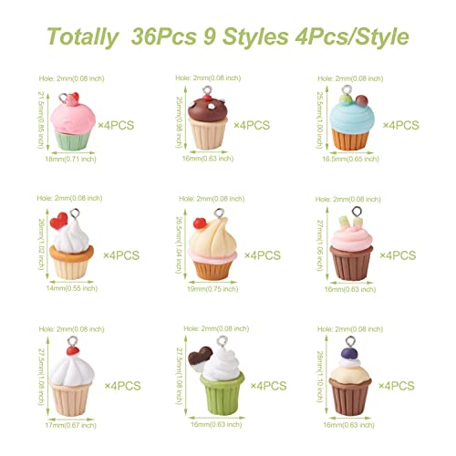 Craftdady Resin Plastic Miniature Food Snack Pendants Charms Ice Drink Juice Pendants Cute Bottle Fruit Keychain Charms Hang Ornament for DIY Craft Earring Bracelet Necklace Jewelry Making - color: Mixed Color Cupcake