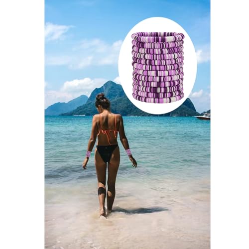 12pcs Friendship Bracelets Beaded Bracelets Heishi Bracelet Cute Bracelets Stack Vinyl Clay Disc Bead Surfer Stretch Summer Beach Bracelets For Women Preppy Bracelets - color: B-color 7