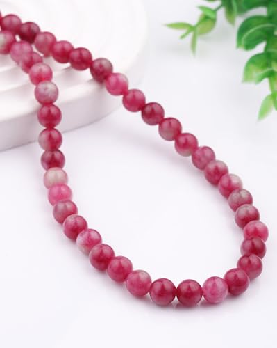 Natural Stone Beads Watermelon Tourmaline 8mm Polished Round Smooth Gemstone Beads for Jewelry Making Supplies 15 Inch(45 Beads) - color: Watermelon Tourmaline 8mm-45pcs