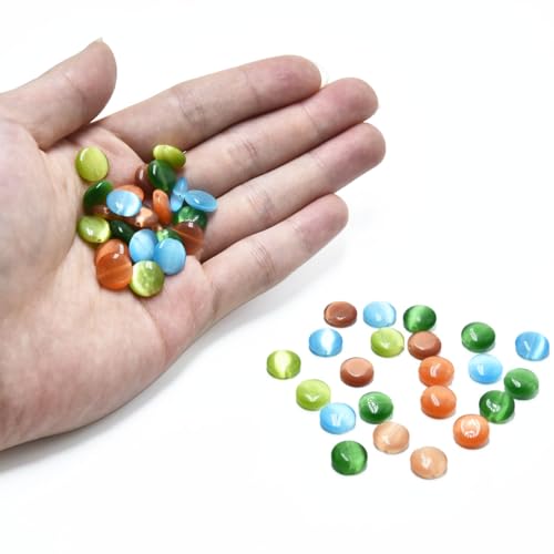39pcs 10mm Mixed Colors Cat's Eye Coin Stone Loose Gemstone Beads Semi-Precious Craft Supplies for DIY Jewelry Making - color: Coin10mm Mixed Colors