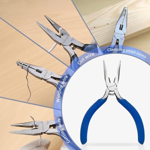 Mini Needle Nose Pliers 5"-2 Pack KAIHAOWIN Small Long Nose Pliers with Wire Cutters, Spring Loaded Thin Needle Nose Pliers, Precision Pliers Set for Crafts/Jewelry Making/Tiny Project - size: 2 Pack