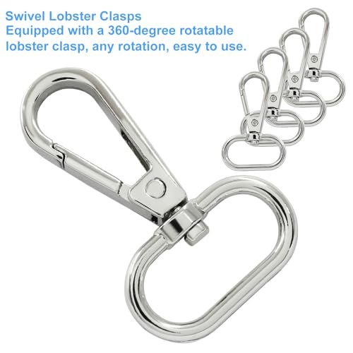 16 Pack Swivel Lobster Clasps, 1 Inch Silver Lobster Claw Clasps for Keychains, Oval Ring Swivel Snap Hooks Metal Lobster Clips for Purse, Snap Tabs, Craft Making - color: Silver