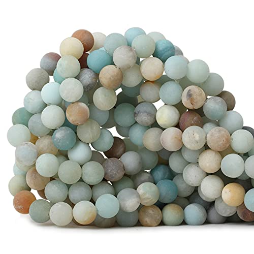 45PCS 8mm Natural Colorful Frosted Amazonite Gemstone Round Loose Beads Stone Beads for Jewelry Making DIY 1 Strand 15" - color: Colorful Frosted Amazonite, size: 8mm