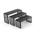3 Tier Black Metal Display Risers, Display Stand for Perfume Purse Handbag Shoe Jewelry Cupcake Dessert and Amiibo Funko POP Figure - color: Black Metal Display Risers