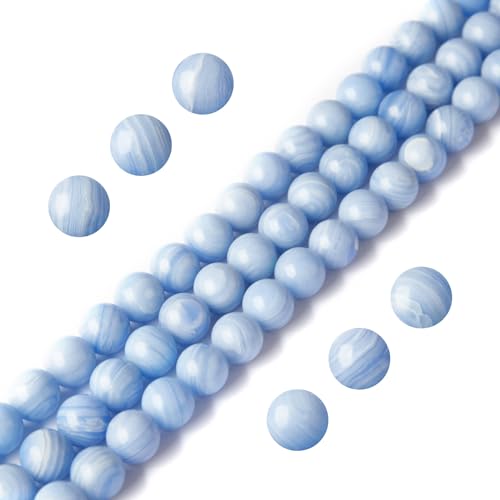 100pcs 6mm Blue Lace Agate Beads Natural Gemstone Beads Round Loose Beads for Jewelry and Bracelets Making - color: Blue Lace Agate, size: 6mm