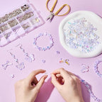 Juexica 500 Pcs ABS Imitation Pearl Beads Star Heart Bowknot Circle Flower White Aesthetic Beads for Jewelry Making Bracelets Necklaces Earrings Key Chains Accessories DIY Crafts(Bright Style) - color: Bright Style