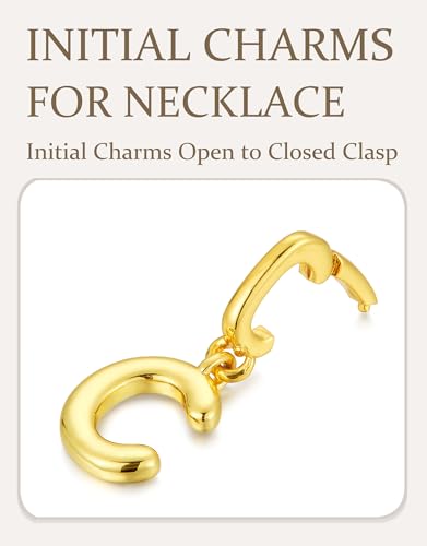 OVRUNS Initial Charm for Women,Letter Bracelet Necklace Charms Alphabet Pendant Charms With Clasp - color: Gold, style: Letter C