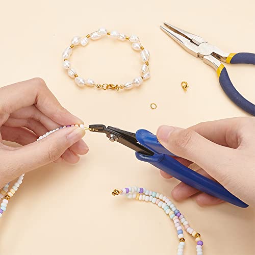 PH PandaHall 3000 Pcs 3 Sizes 2 Colors Brass Tube Crimp Beads with 45# Steel Bead Crimping Pliers for Jewelry DIY Crafts Making