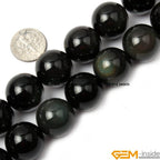 GEM-Inside Natural 18mm Black Obsidian Gemstone Loose Beads Round Energy Power Beads for Jewelry Making 15" - color: Black Obsidian, size: 18mm