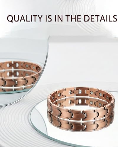 Jecanori Pure Copper Bracelet for Women,Copper Magnetic Bracelet With 3500 Gauss Magnets, Adjustable Jewelry Gift with Sizing Tool - color: Copper-Classic