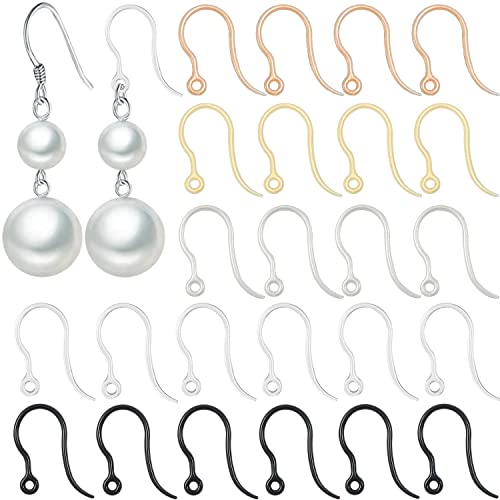 60pcs Safety Non-Allergenic Plastic Earring Hooks Ear Wire Anti Allergy Hooks Earring Findings DIY Jewelry Making for Sensitive Ears (5 in 1 Color) - color: 5-in-1 Color Hook 60pcs