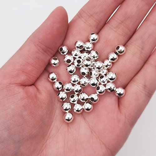 400 Pieces 6mm Silver Iron Metal Spacer Bead Round Loose Beads - size: 6mm