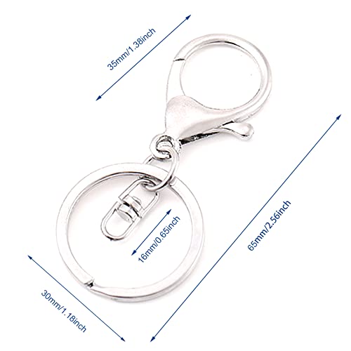 20Pcs Lobster Clasps Swivel Hooks, Lobster Clasp Trigger Clips with Flat Split Keychain Ring and 8 Shap Swivel Clips for DIY Craft Making (Silver-2) - color: Silver-2