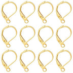 12Pack Gold Earring Hooks for Jewelry Making, Leverback Ear Wire Findings Women Ear Ring Charms, Lever Back Dangle Earring Clasps - Stainless Steel