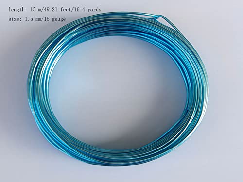 15 Gauge Anodized Aluminum Wire 49 Feet for Jewelry Making Craft DIY（1.5mm,Sky Blue,41502） - color: Sky Blue, size: 15 Gauge