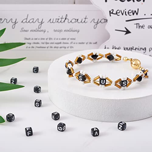 FASHEWELRY 500Pcs Acrylic Cube Letter Beads 5x5x5mm Black Square Letter F Alphabet Beads for DIY Bracelet Necklace Jewelry Making - color: Letter F