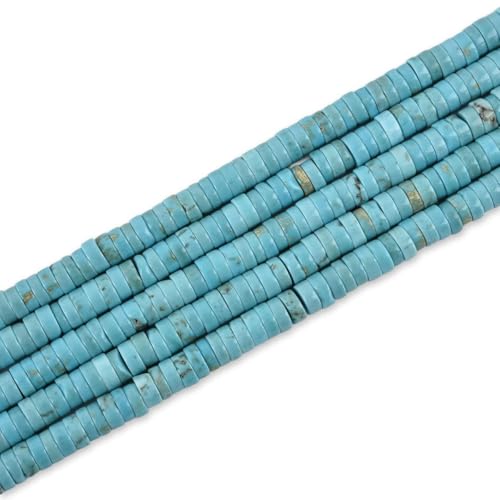 170pcs 5x2mm Natural Blue Turquoise Heishi Disc Rondelle Spacer Stone Semi Precious Gemstone Loose Beads for Jewelry Making 15 Inch - color: Blue Turquoise, size: 5x2mm