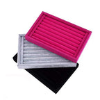 Tinsow Stackable 7 Slots Jewelry Rings Pink Earrings Tray Velvet Showcase Display Organizer (Pink) - color: Pink