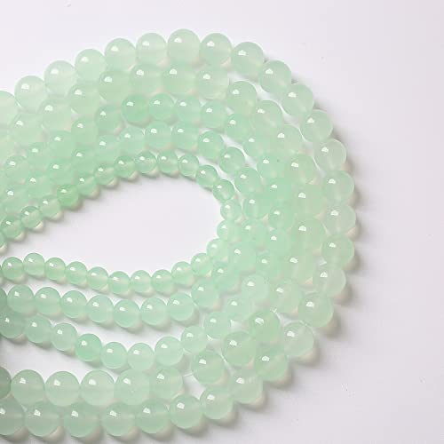 4mm 90pcs Natural Green Jade Chalcedony Beads Energy Healing Power Stone Beads for Jewelry Making Round Loose Beads DIY Bracelet 15" (Green Jade, 4mm) - color: Green Jade, size: 4mm