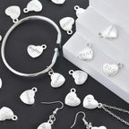 stino 100 Gram Metal Charms for Jewelry Making, Silver & Gold Plated, Bulk Pack for Bracelets, Necklaces, Crafts - color: Family Heart Silver (50Pcs)