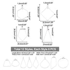 UNICRAFTALE 72Pcs 12 Style Stainless Steel Color Hoop Earring Findings - 304 Stainless Steel Beading Metal Rings - Triangle Teardrop Shaped for Earring Making - size: 26~44.5mm
