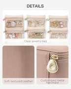 VLANDO Jewelry Box with 12 Velvet Jewelry Bags Travel Jewelry Case for Girls Jewelry Organizers Necklace Rings Earrings Storage Bags Mother Gifts Bridal Shower Gifts- Khaki - color: 12PCS-Khaki