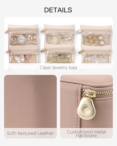 VLANDO Jewelry Box with 12 Velvet Jewelry Bags Travel Jewelry Case for Girls Jewelry Organizers Necklace Rings Earrings Storage Bags Mother Gifts Bridal Shower Gifts- Khaki - color: 12PCS-Khaki