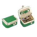 Royal Bagger Genuine Cow Leather Mini Jewelry Box Women's Coin Purse Solid Color Kiss Lock Change Pouch Casual Style Small Storage Bag for Women 1894 (Lake Green) - color: Lake Green