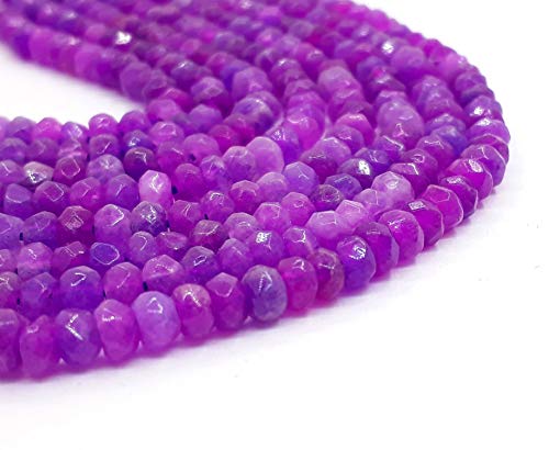 Perlin Agate & Jasper Gemstone Strand Beads 4 mm Rondelle 110 Pieces Jewellery Beads Semi-Precious Stone for Jewellery Necklace Bracelet Earrings (Purple) - color: purple