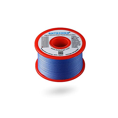 BNTECHGO 30 Gauge Silicone Wire Spool 100 ft Blue Flexible 30 AWG Stranded Tinned Copper Wire - size: 30 gauge silicone wire 100ft, style: Blue