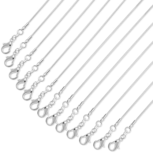 PAXCOO 25 Pack Chains for Jewelry Making, Necklace Chains Bulk Silver Plated Snake Chains for Necklace Jewelry Making, 1.2 mm - size: 20 Inches