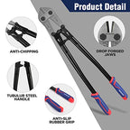 WORKPRO 24" Bolt Cutter, Chrome Molybdenum Steel Blade, Heavy Duty Bolt Cutter with Soft Rubber Grip, Cutting Tool for Cut Chain, Wire, Screw, Rivet - size: 24"