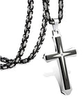LOLIAS Black 14K Gold Plated 𝐂𝐫𝐨𝐬𝐬 𝐍𝐞𝐜𝐤𝐥𝐚𝐜𝐞 for Men Stainless Steel 𝐁𝐲𝐳𝐚𝐧𝐭𝐢𝐧𝐞 Chain With Cross Pendant Necklace 𝐌𝐞𝐧𝐬 𝐆𝐢𝐟𝐭 22-30Inch - color: Black plated necklace with pendant, size: 22IN