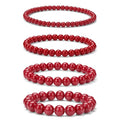 Vinswet 4pcs Beaded Bracelets for Women,Natural Healing Crystal Gemstones Bracelet,Anxiety Stress Relief Bracelet Handmade purple Jewelry Gifts for Women - color: Red agate