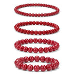 Vinswet 4pcs Beaded Bracelets for Women,Natural Healing Crystal Gemstones Bracelet,Anxiety Stress Relief Bracelet Handmade purple Jewelry Gifts for Women - color: Red agate