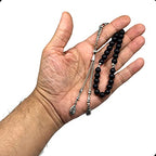 Simple Designed Natural Stone Worry Beads (8mm -33 Beads) - Prayer Beads Tesbih-Tasbih-Tasbeeh-Misbaha-Subha-Sebha-Sibha-Rosary (Black Glass -8 mm 33- Beads) - color: Black Glass -8 mm 33- Beads
