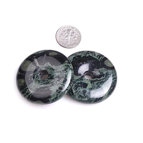 JOE FOREMAN 40mm Blue Kambaba Jasper Natural Gemstone Ring Circle Donuts Pendant Charms Beads for Jewelry Making 1Pcs - color: Blue Kambaba Jasper, size: 40mm