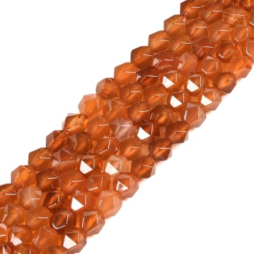 Red Orange Agate 6mm Gemstone Triangle Faceted Round Loose Beads Strand 15.5" DIY Jewelry Making - color: Red Orange Agate