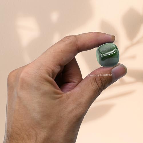 Amazing Gemstone Dark Green Aventurine Crystal Tumbled Stones Polished Rocks - Natural Gem Stones for Healing - DIY Crystals for Protection (1 Piece) - color: Dark Green Aventurine